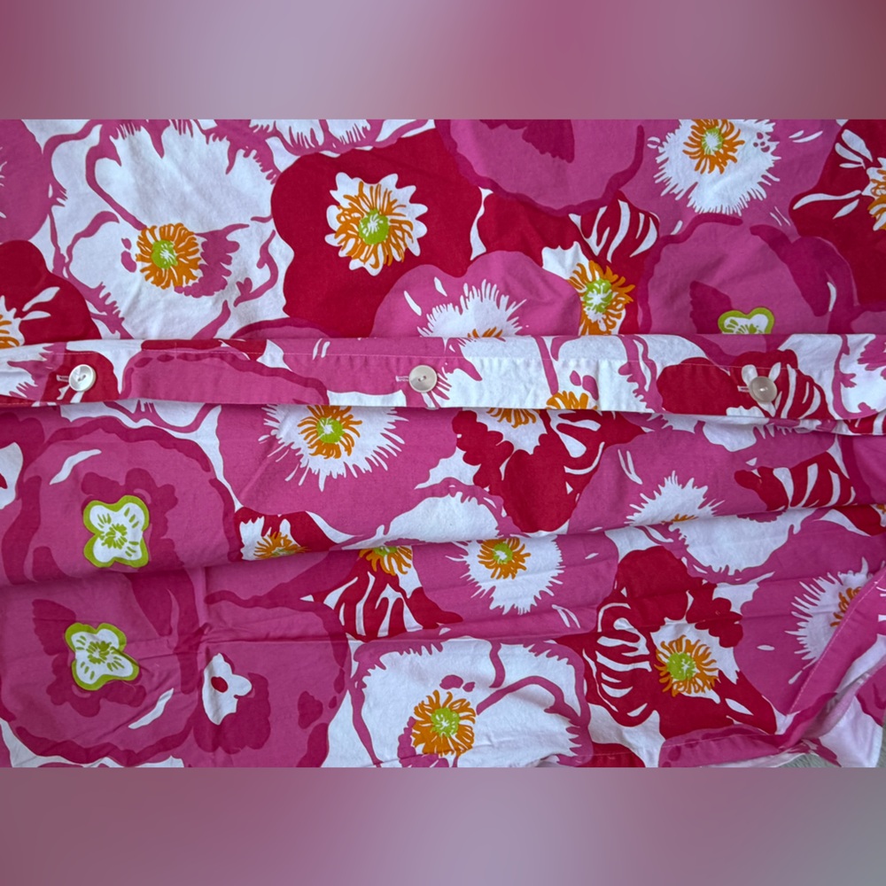Lilly Pulitzer Garnet Hill Scarlet Begonias Tropical Floral Duvet Set Full/Queen - Picture 11 of 15